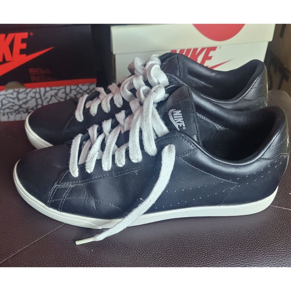 Nike Racquette LTR Women's US 7 Black White Leather Sneakers 454412-082 Shoes